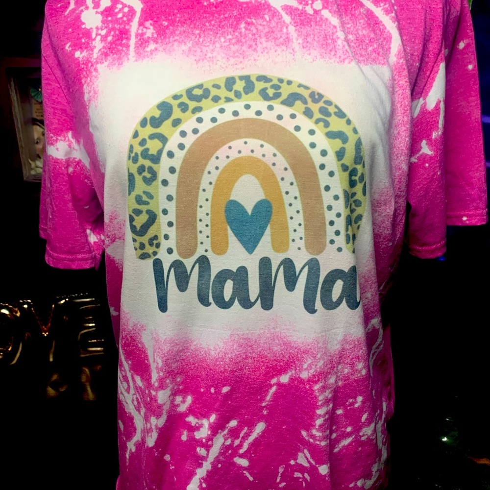 Mama leopard print distressed tshirt
